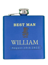 Load image into Gallery viewer, Groomsman 6oz Powder Coated Stainless Steel Flask UV Print