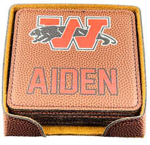 Load image into Gallery viewer, Customized Football Themed Leatherette Coaster Set of 6