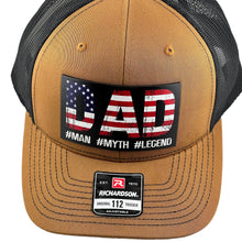 Load image into Gallery viewer, DAD #MAN #MYTH #LEGEND Richardson 112 Trucker Cap