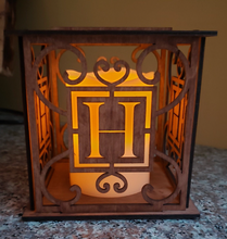 Load image into Gallery viewer, Walnut Monogram Candle Lantern