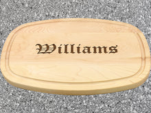 Load image into Gallery viewer, Wooden cutting board with engraved last name