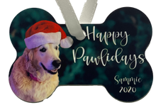 Load image into Gallery viewer, Happy Pawlidays Dog Bone Ornament