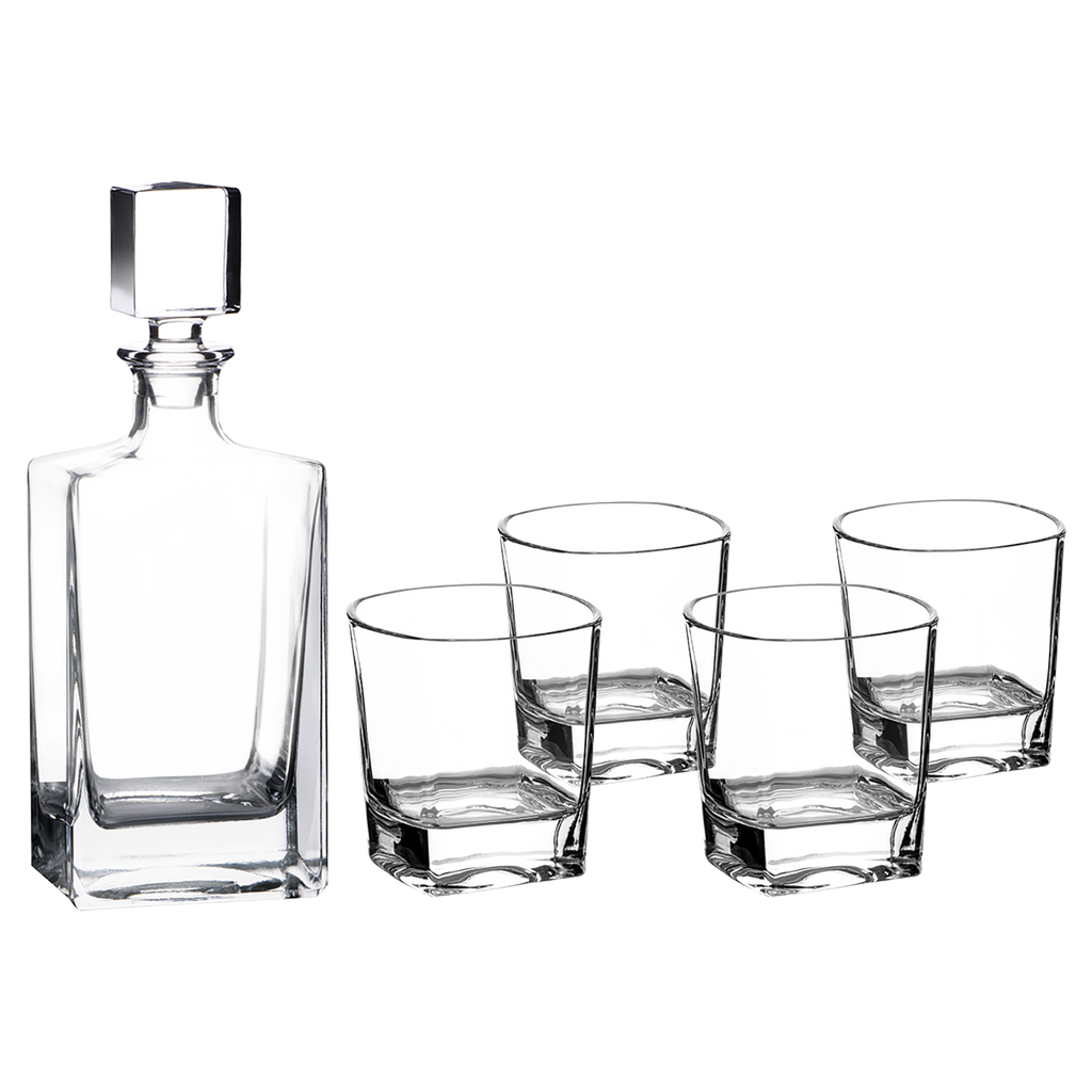 Engraved Rectangular Glass Decanter