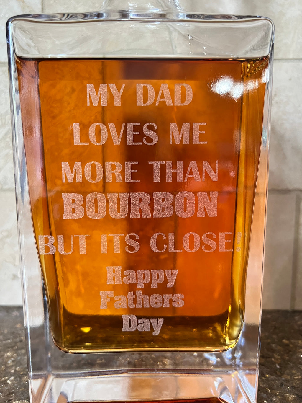 Engraved Rectangular Glass Decanter