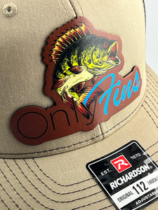 Only Fins Genuine Leather Patch Richardson 112 Trucker Cap OnlyFans Bass Fishing