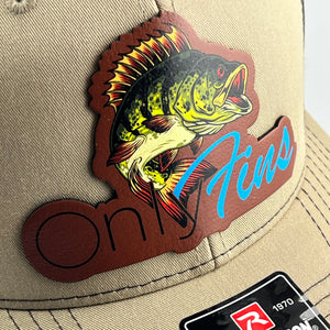 Only Fins Genuine Leather Patch Richardson 112 Trucker Cap OnlyFans Bass Fishing