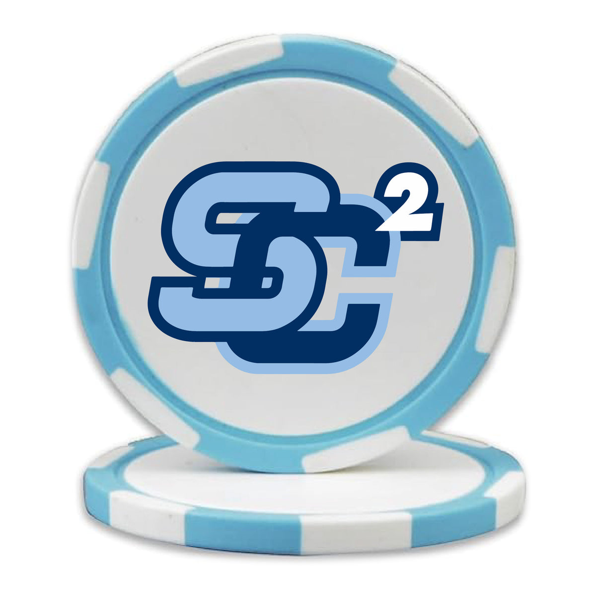 Light Blue custom logo poker chip golf ball marker, UV printed by HSTORM Printing
