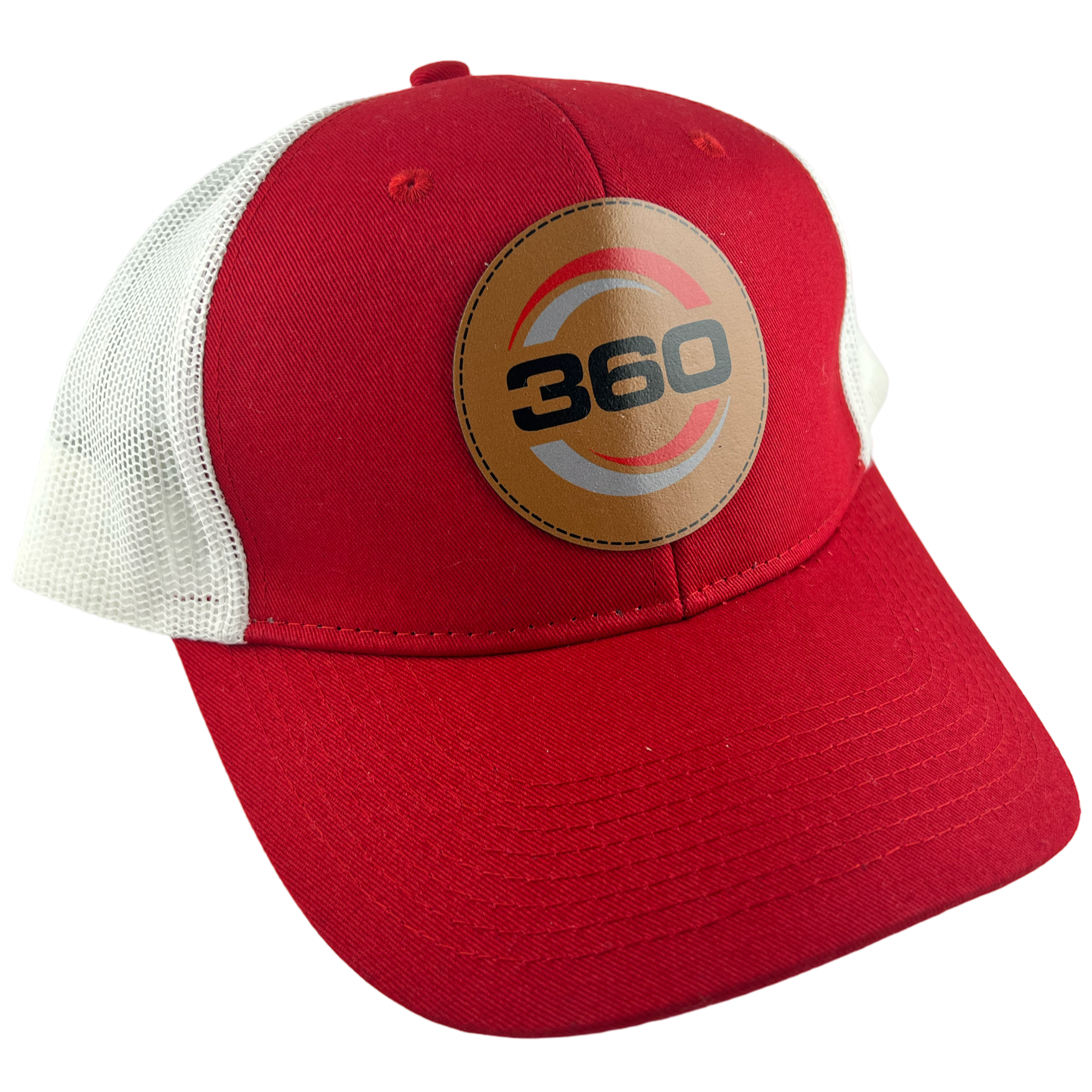 Red hat with UV printed color leather patch