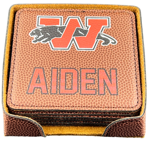 Customized Football Themed Leatherette Coaster Set of 6
