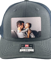 Load image into Gallery viewer, Father&#39;s Day Photo Genuine Leather Patch Hat
