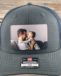 Father's Day Photo Genuine Leather Patch Hat