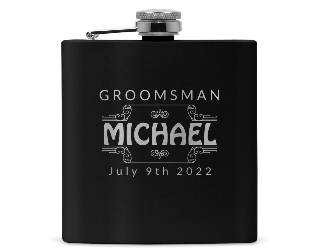Groomsman Laser Engraved Flask