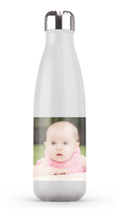 2 Photo 17oz White Stainless Steel Water Bottle