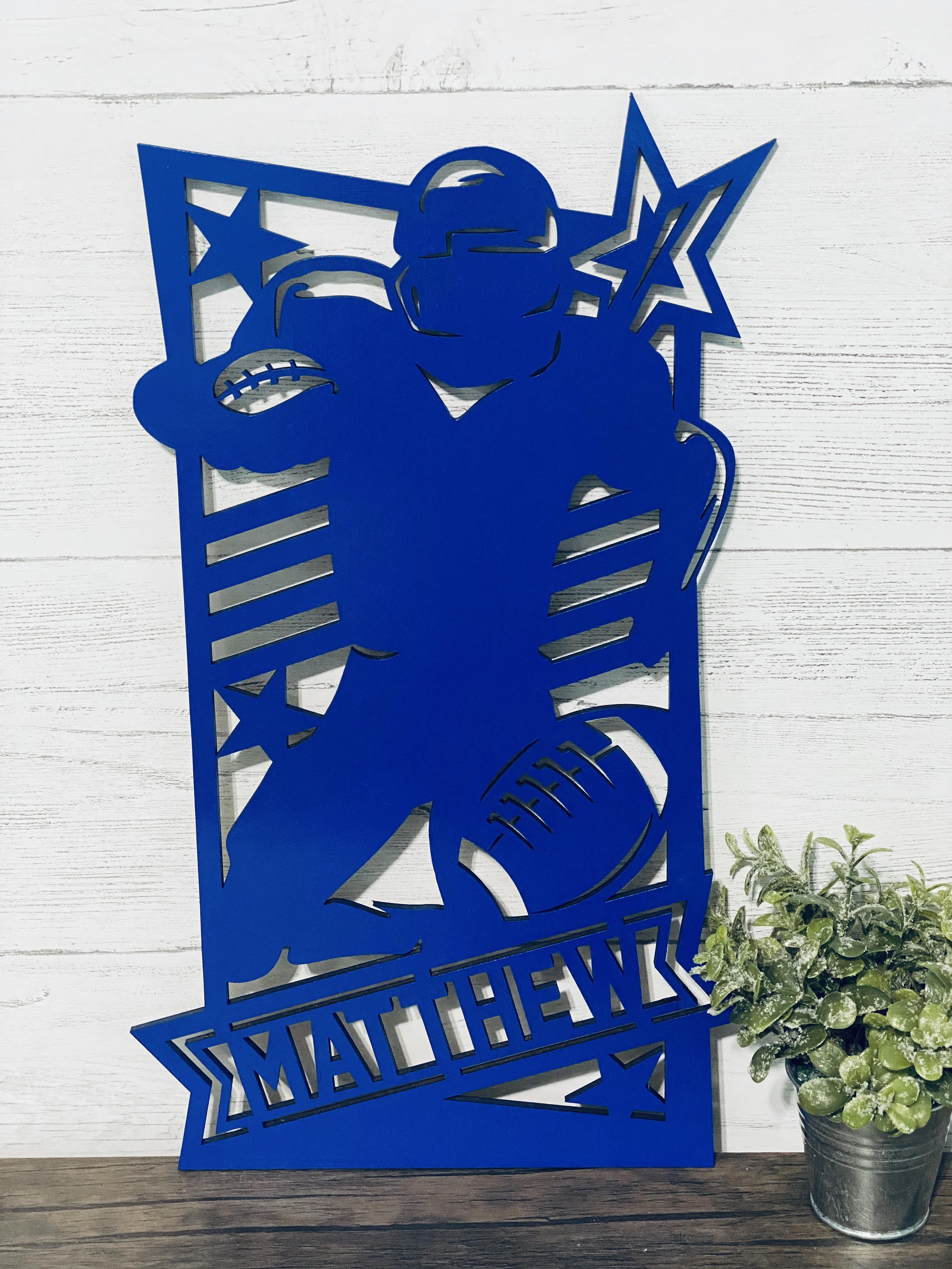 Custom Football Sign 17"x10"