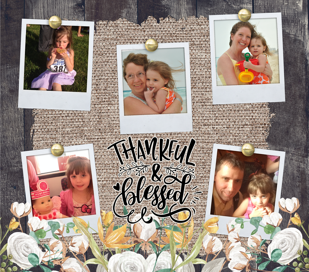 5 Polaroid Photo Thankful & Blessed Skinny 20oz Stainless Steel Tumbler