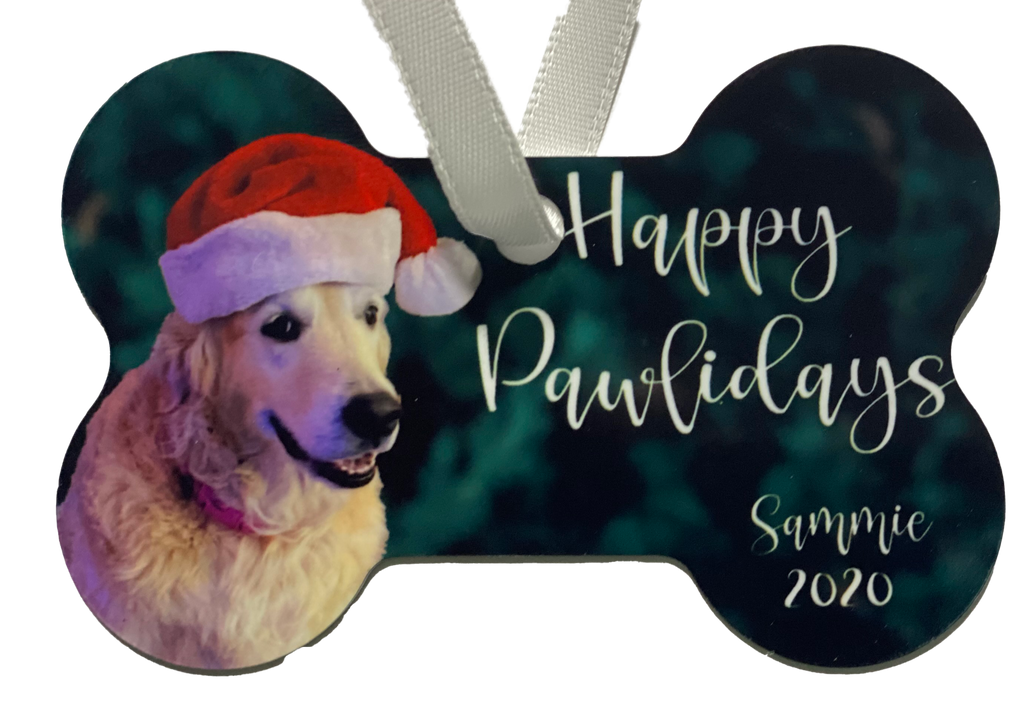 Happy Pawlidays Dog Bone Ornament