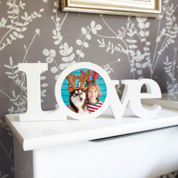 White Wooden Customized Photo Love Block