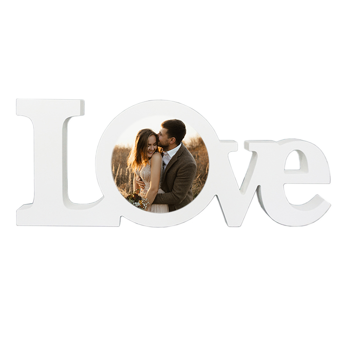 White Wooden Customized Photo Love Block