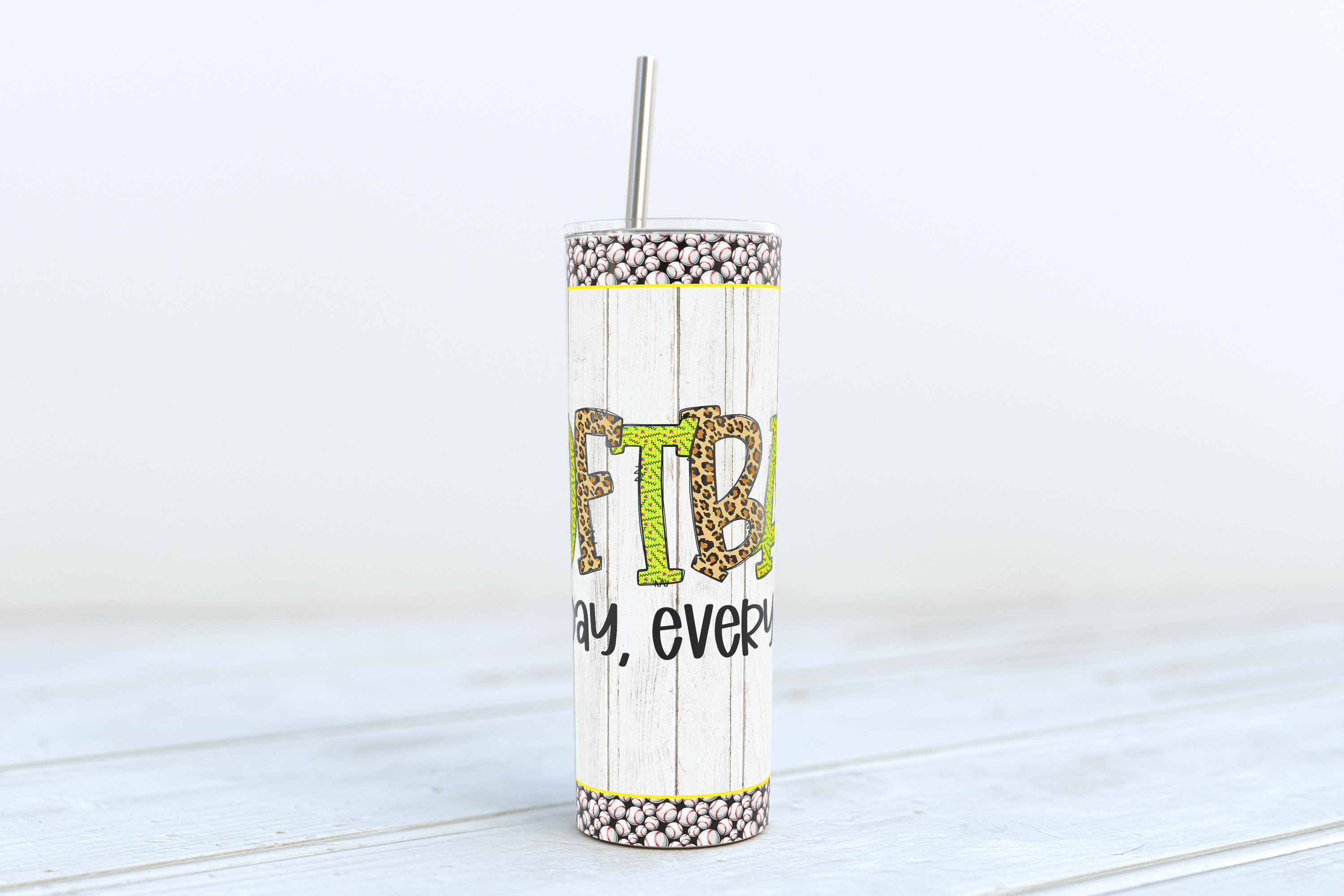 Softball All Day Skinny 20oz Stainless Steel Tumbler