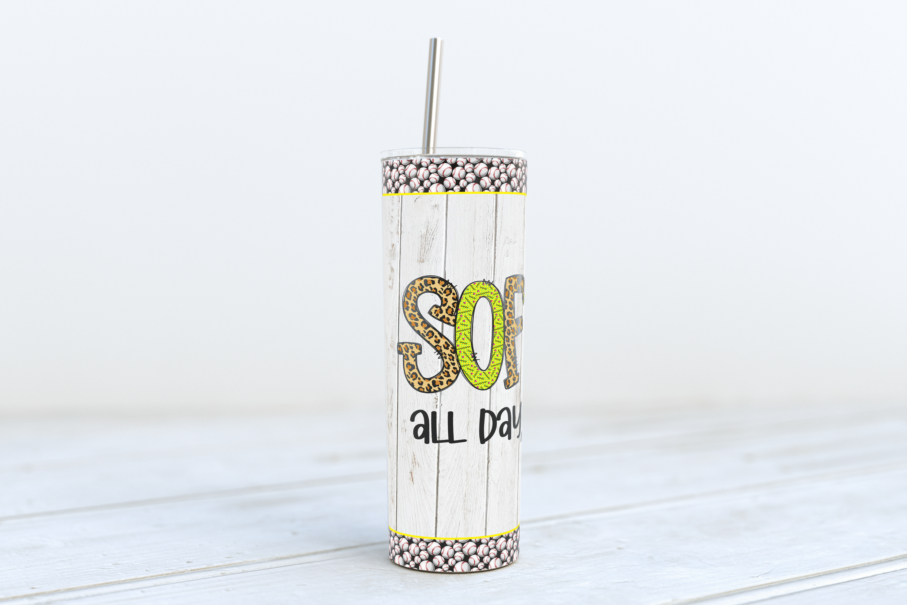 Softball All Day Skinny 20oz Stainless Steel Tumbler