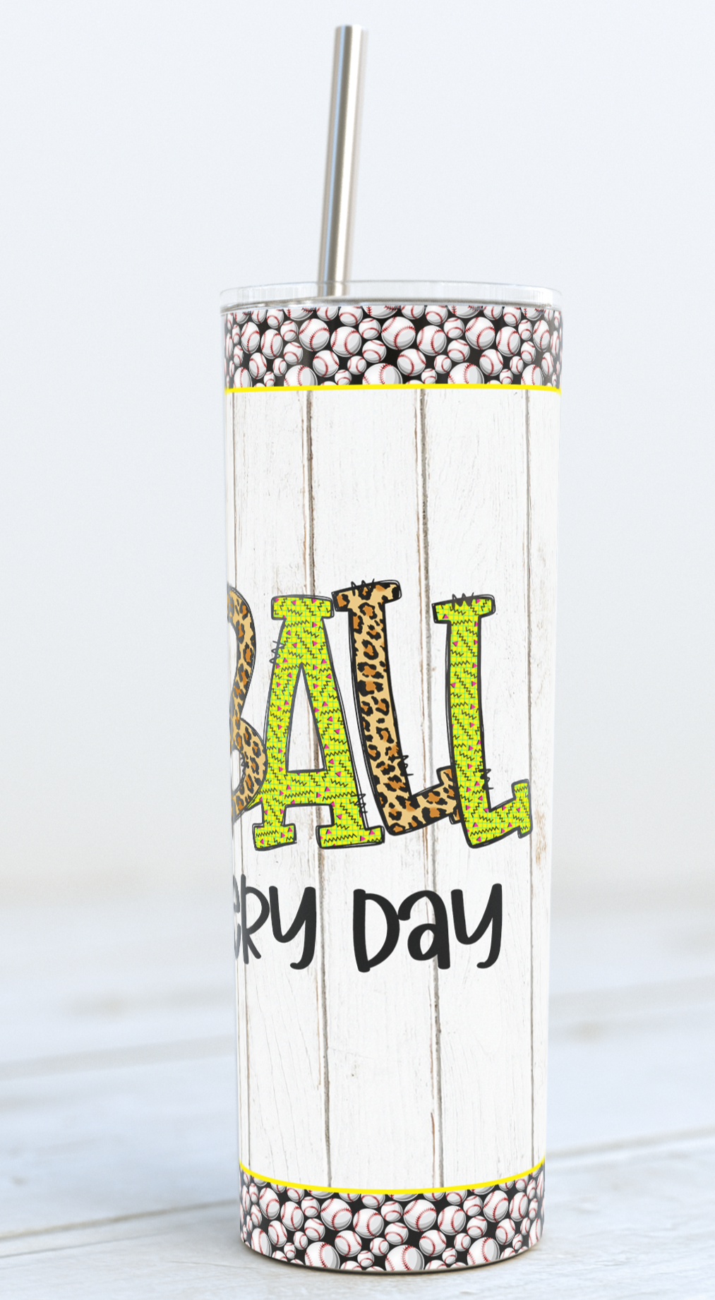 Softball All Day Skinny 20oz Stainless Steel Tumbler