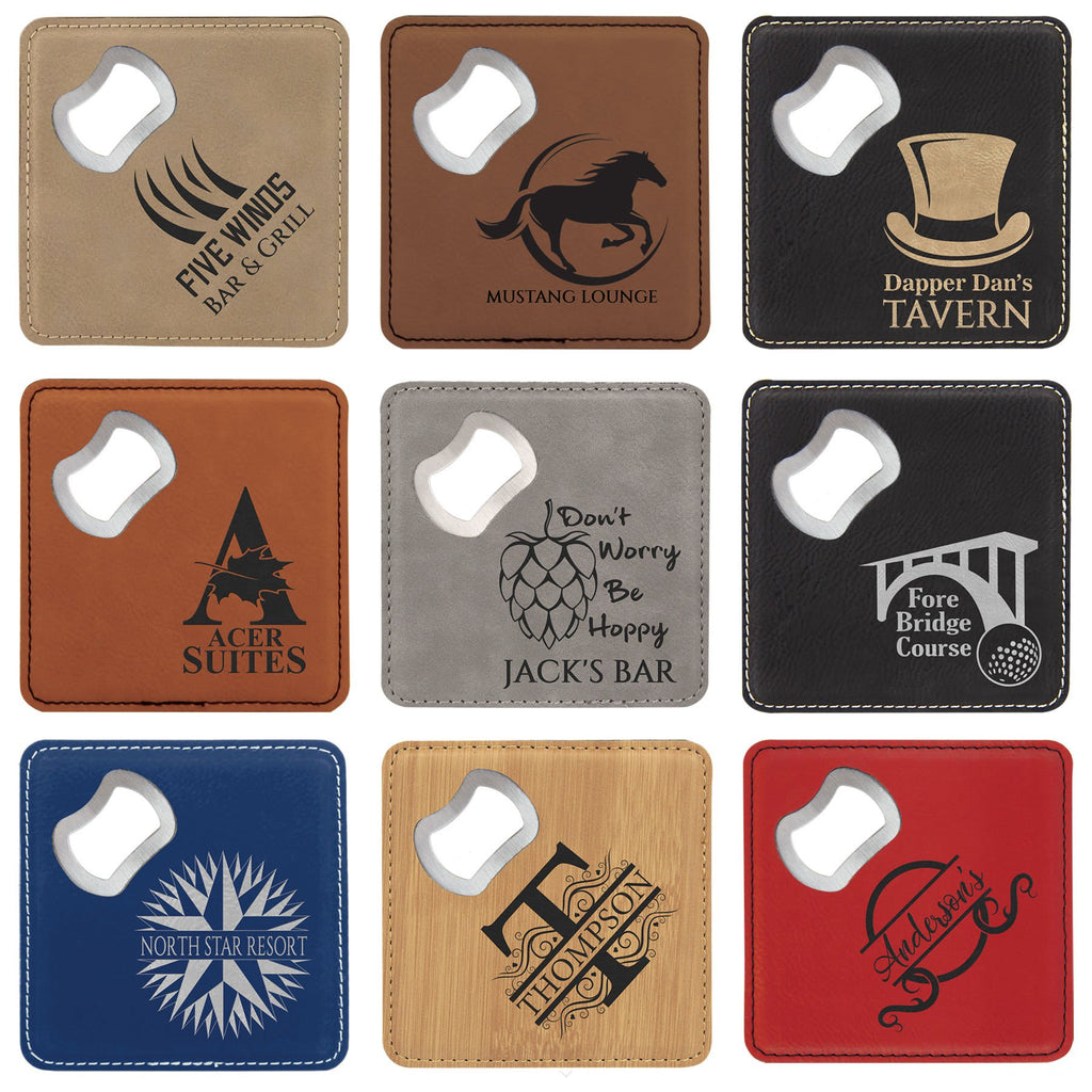Leatherette Bottle Opener Coaster