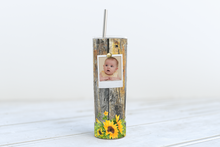 Load image into Gallery viewer, 5 Photo Sunflower Polaroids Skinny 20oz Stainless Steel Tumbler
