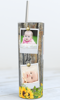 5 Photo Sunflower Polaroids Skinny 20oz Stainless Steel Tumbler
