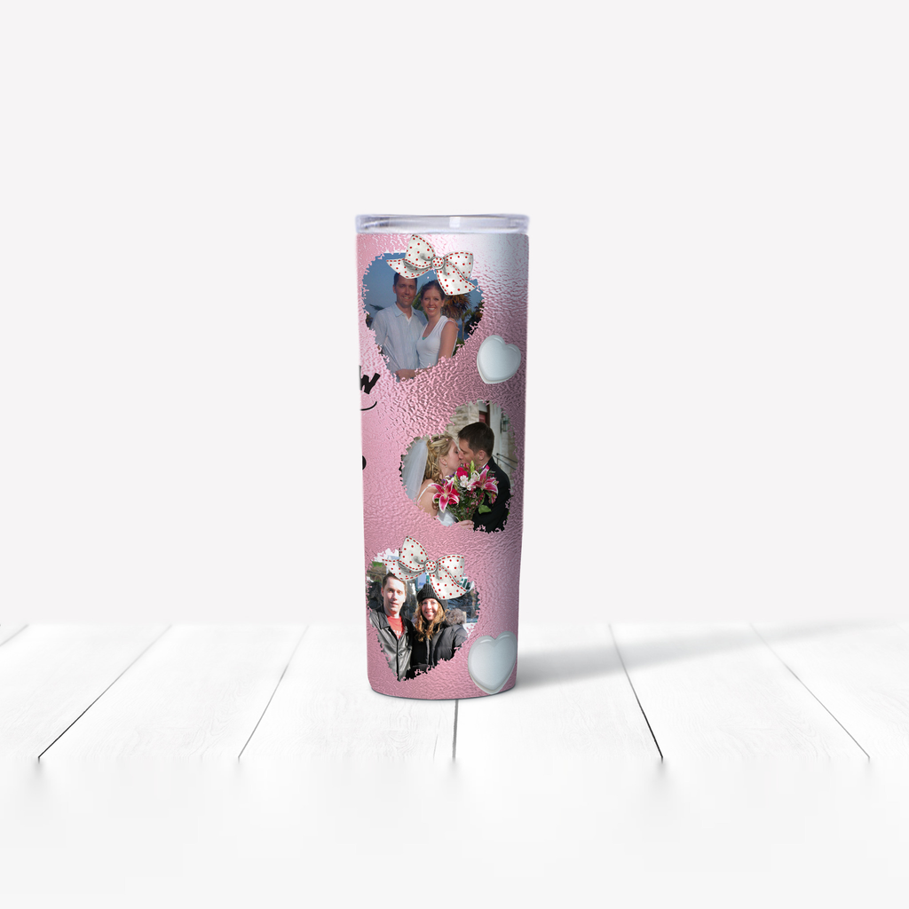 Valentines tumbler right side with more heart photo frames
